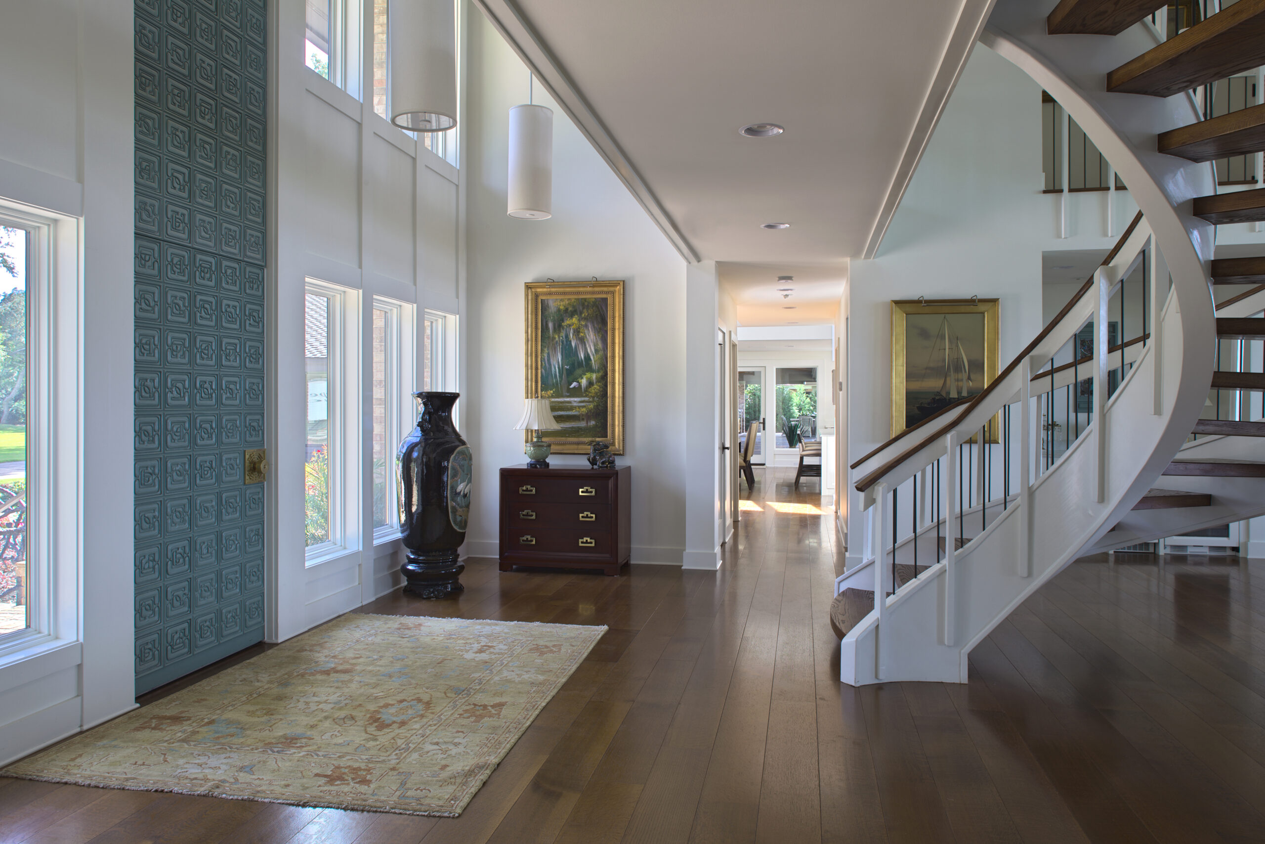 Wooden plank flooring with natural finish and grain details