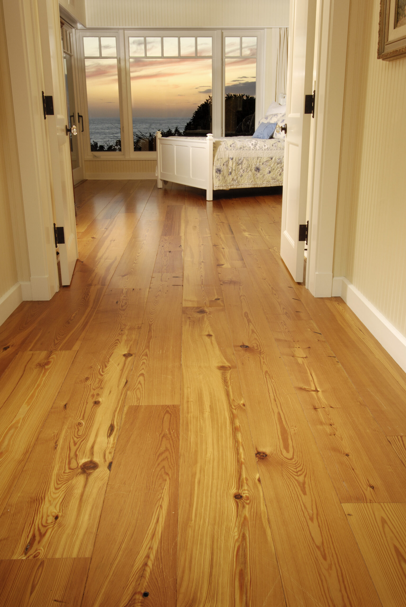 Wooden hardwood flooring in a modern room with natural light
