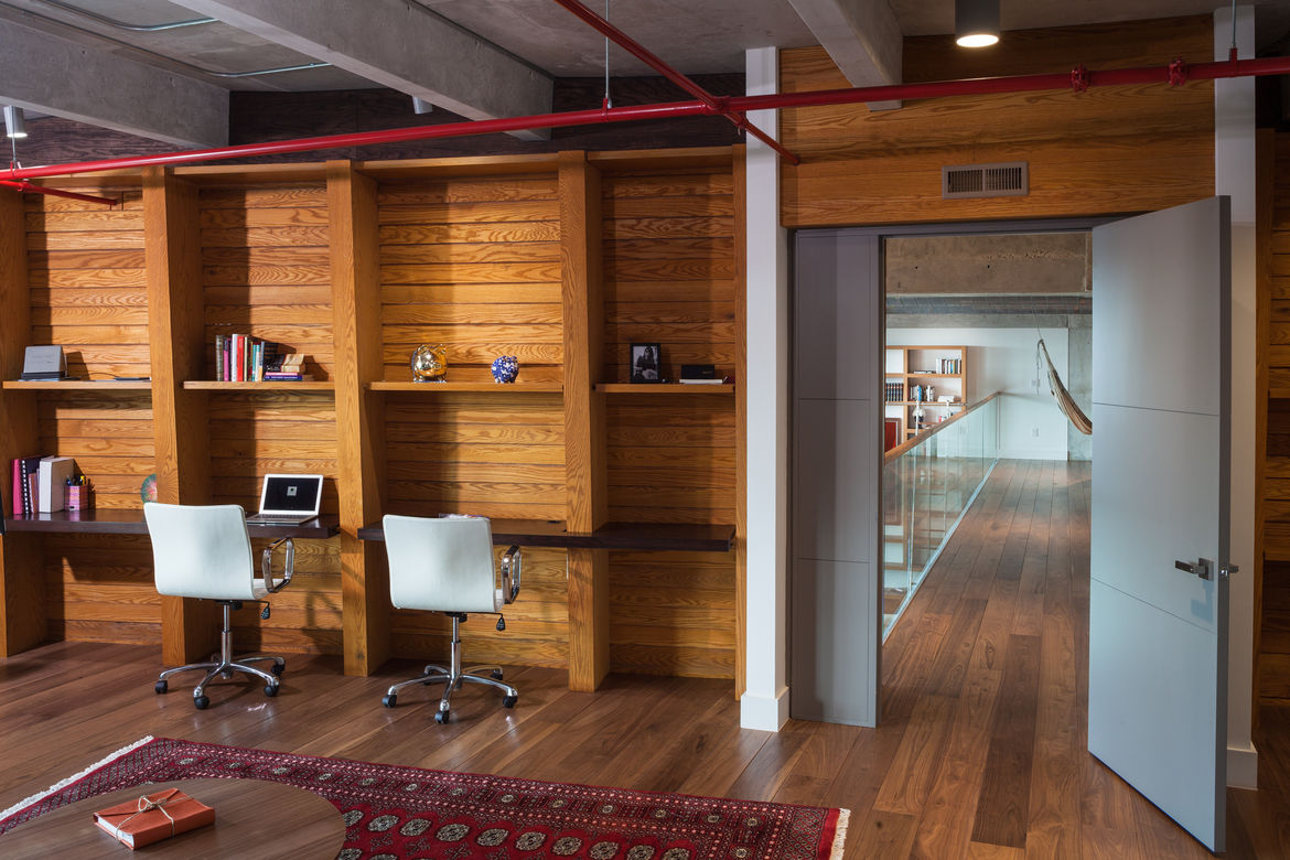 Luxury wood flooring in urban Miami loft
